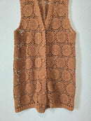 Vintage Crochet Button Up Silk Tank (M)