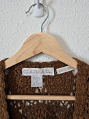Vintage Crochet Button Up Silk Tank (M)
