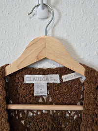 Vintage Crochet Button Up Silk Tank (M)