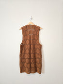 Vintage Crochet Button Up Silk Tank (M)