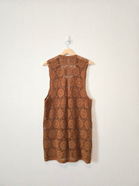 Vintage Crochet Button Up Silk Tank (M)