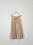 Linen Blend Tiered Midi Skirt (S)