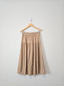 Linen Blend Tiered Midi Skirt (S)