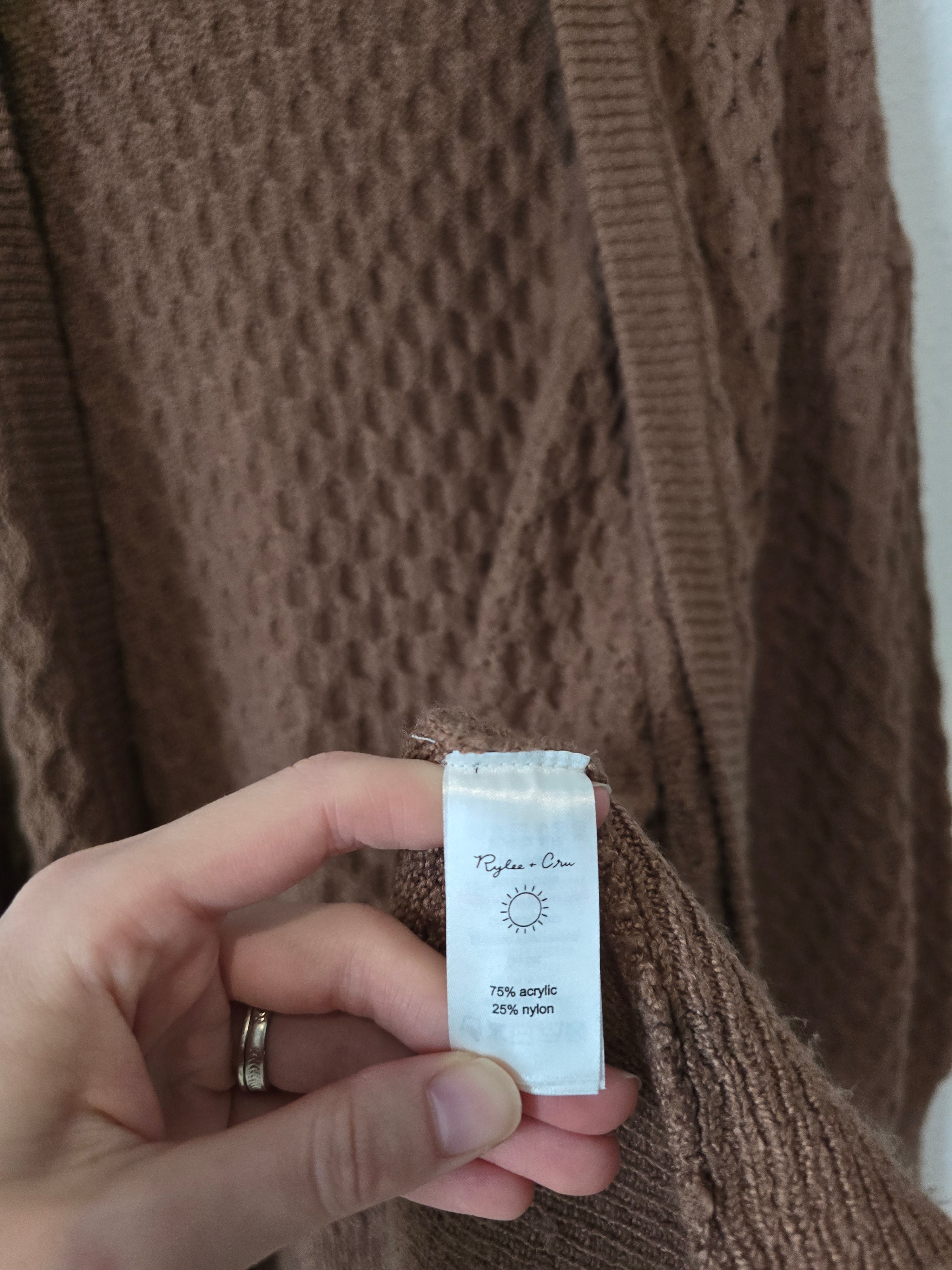 Rylee + Cru Brown Textured Cardigan (XS)