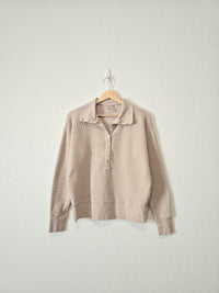 Oversized Waffle Henley Pullover (M)