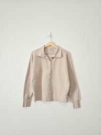 Oversized Waffle Henley Pullover (M)