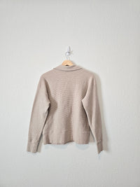 Oversized Waffle Henley Pullover (M)