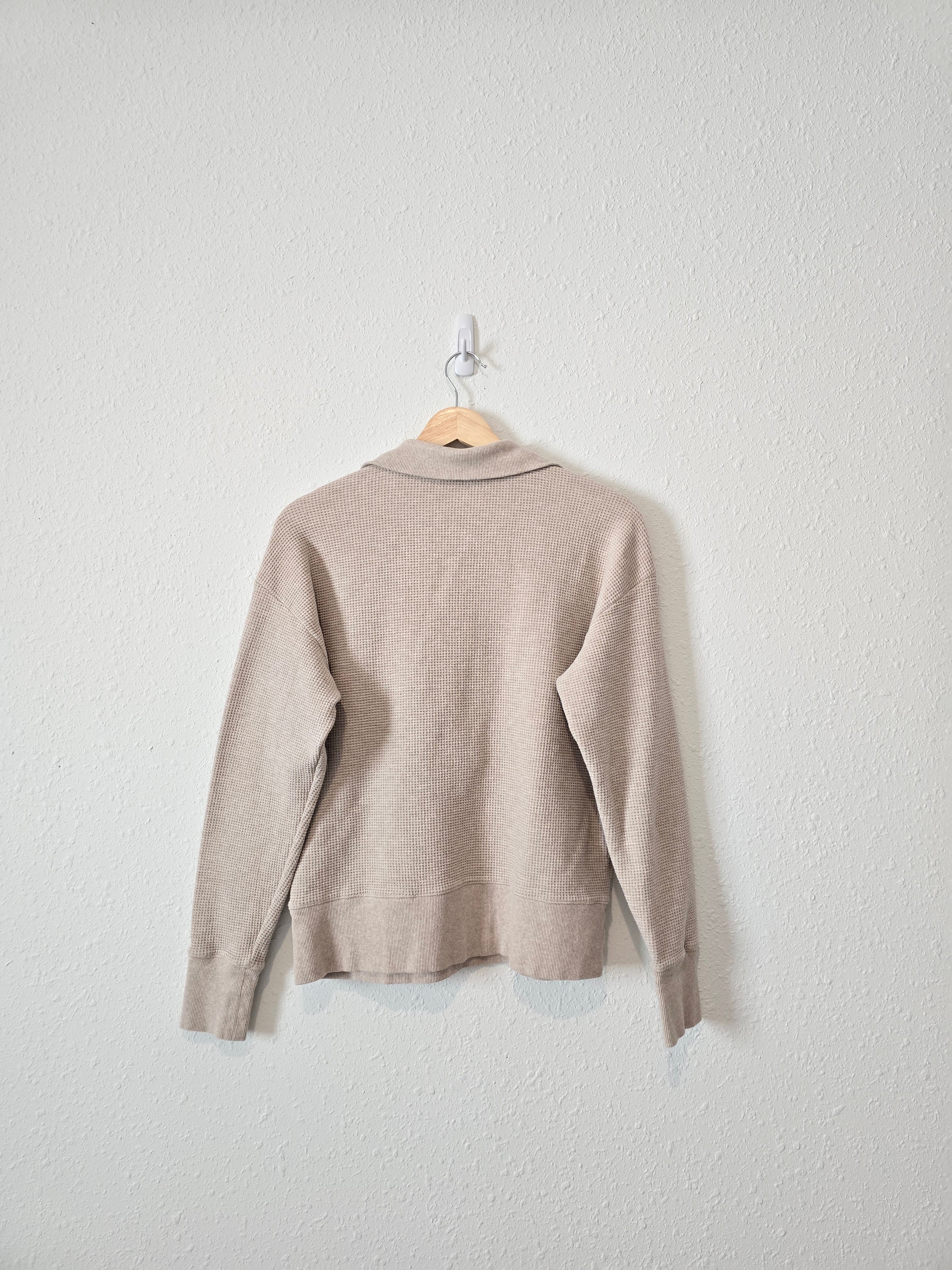 Oversized Waffle Henley Pullover (M)