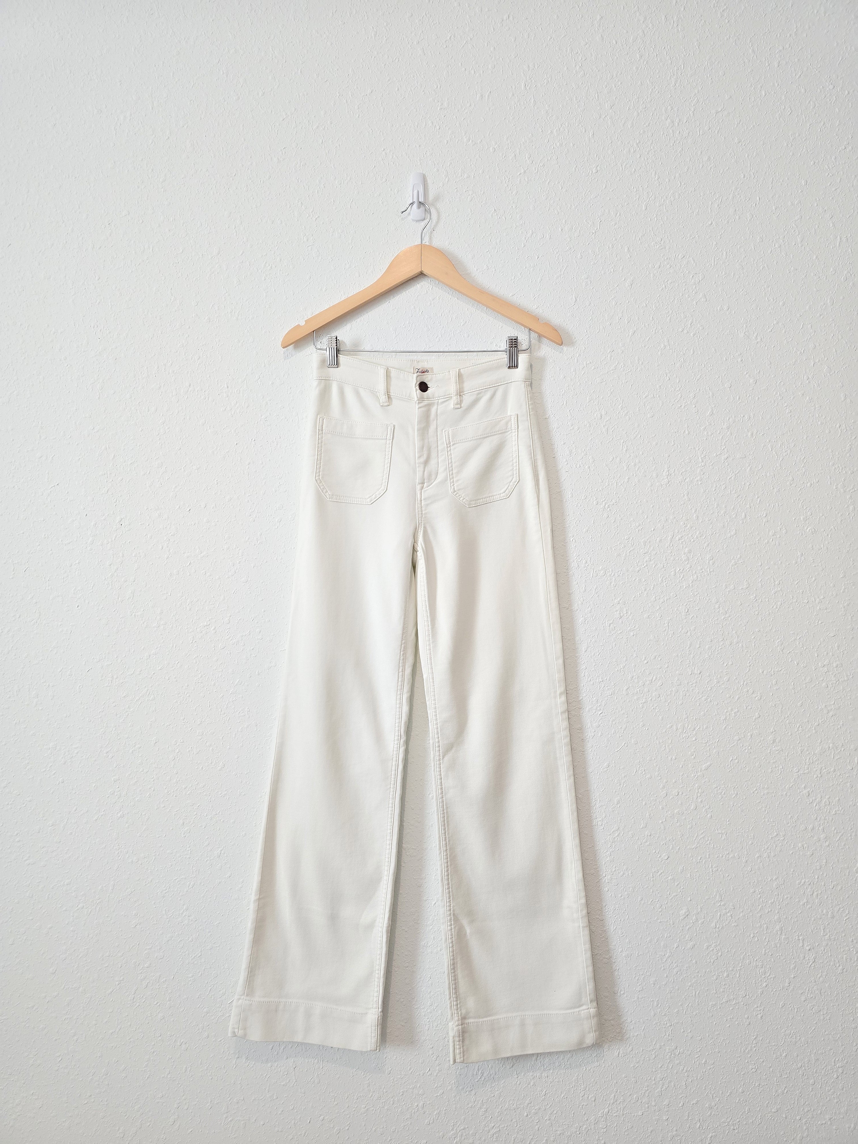 Faherty Ecru Wide Leg Jeans (26)