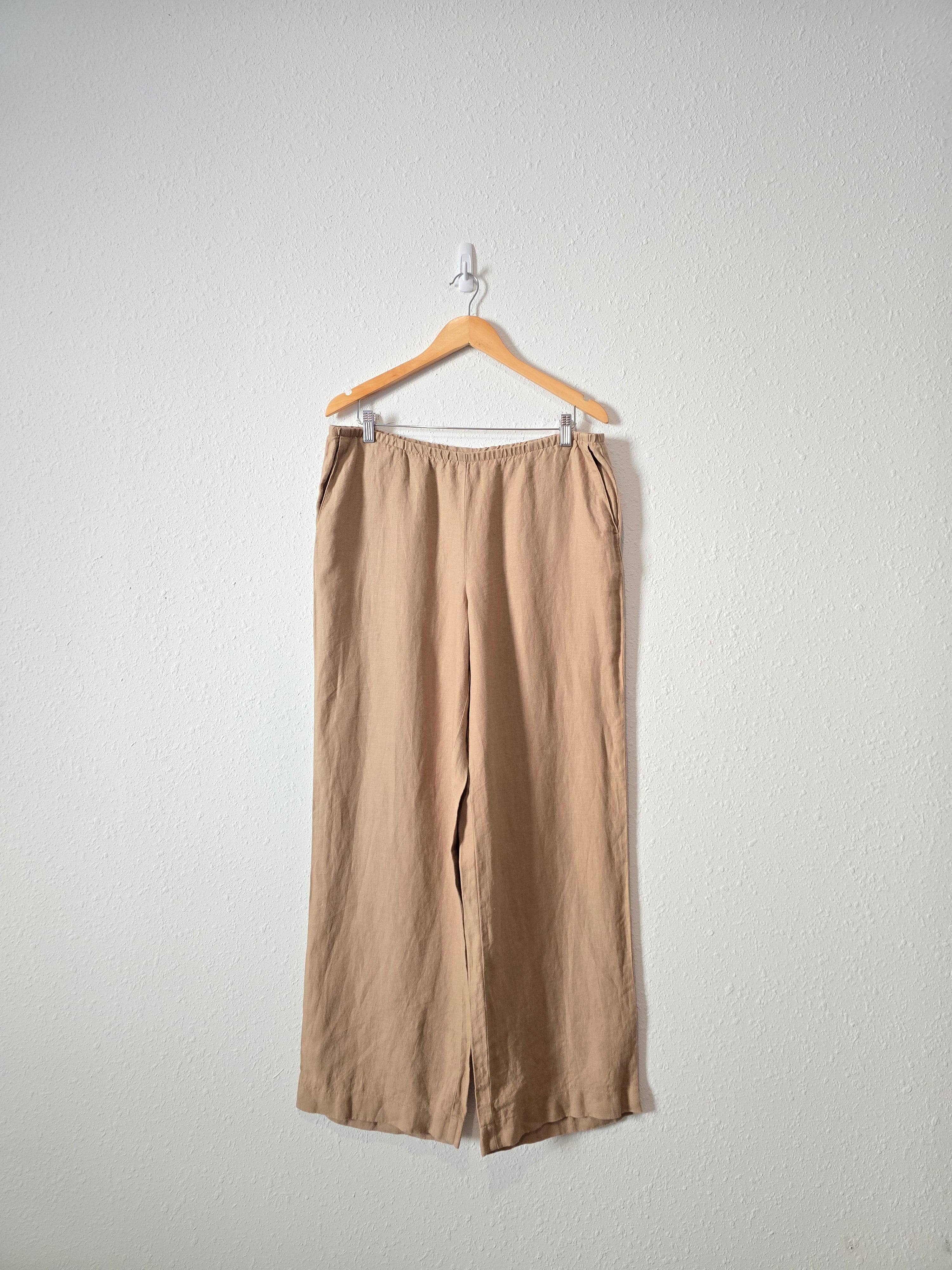 Camel Linen Wide Leg Pants (M)