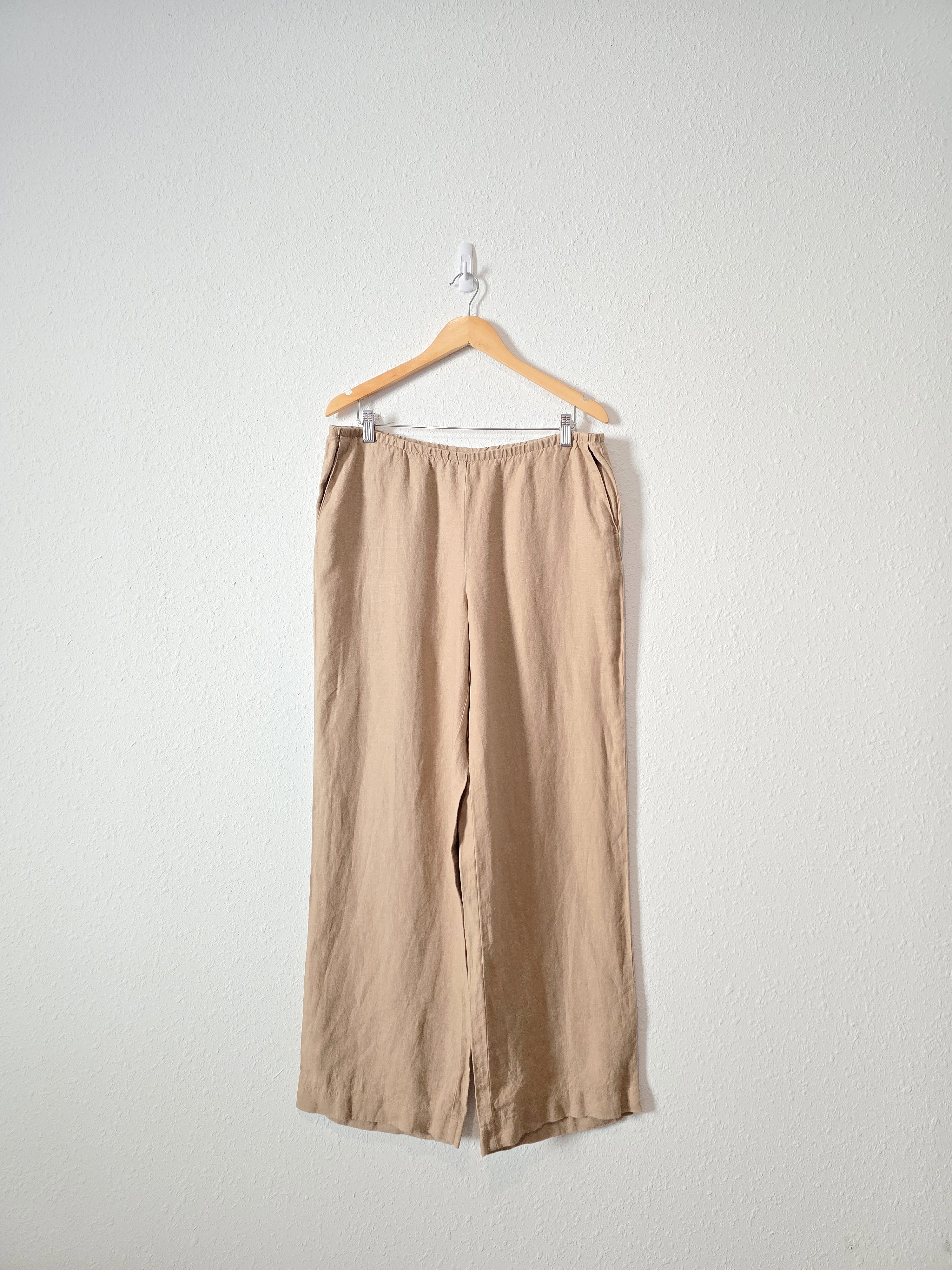 Camel Linen Wide Leg Pants (M)
