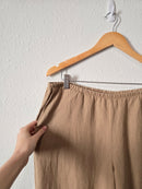 Camel Linen Wide Leg Pants (M)