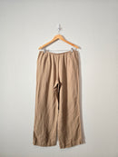 Camel Linen Wide Leg Pants (M)