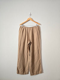 Camel Linen Wide Leg Pants (M)