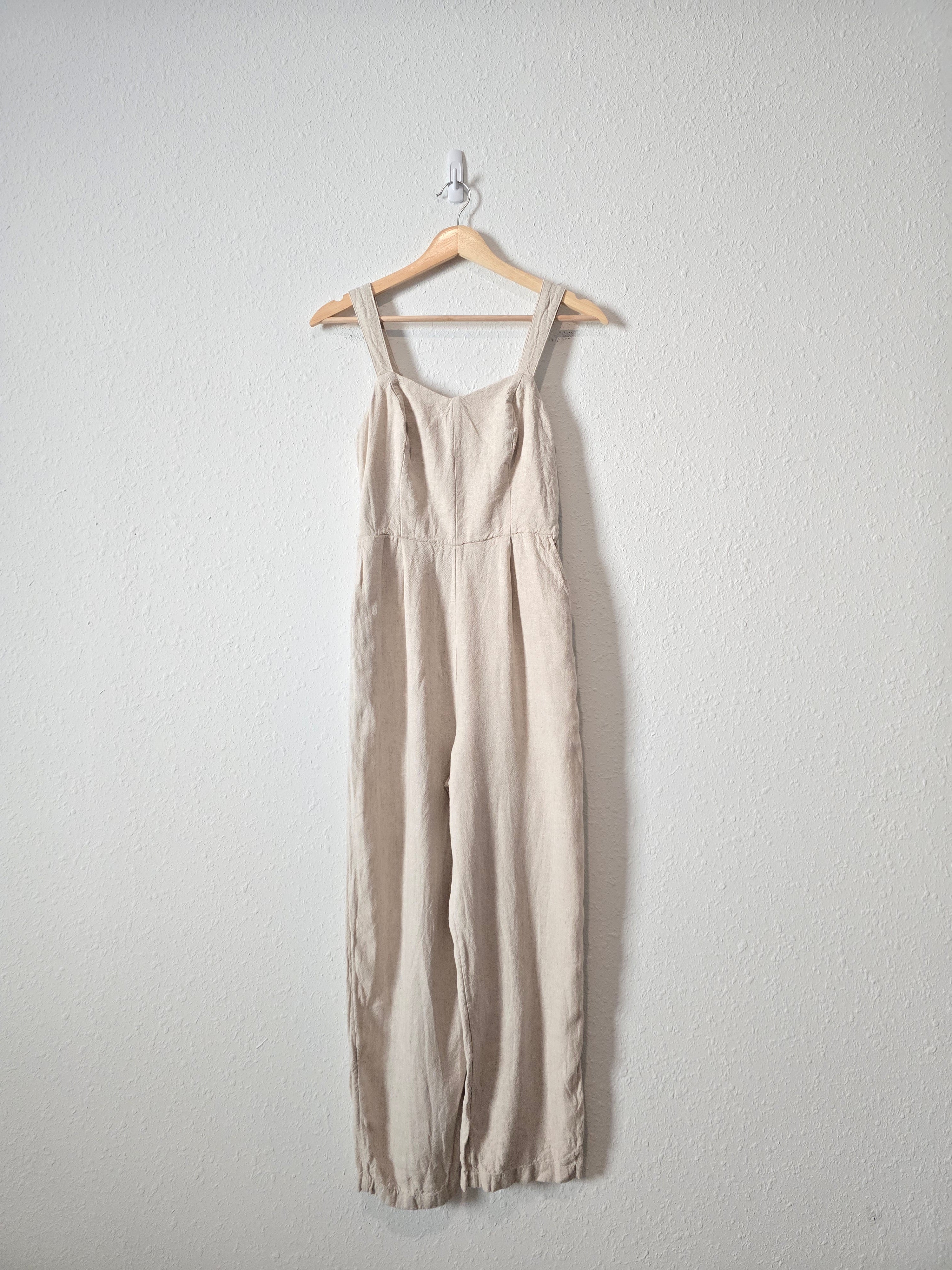 Neutral Linen Blend Jumpsuit (XS)