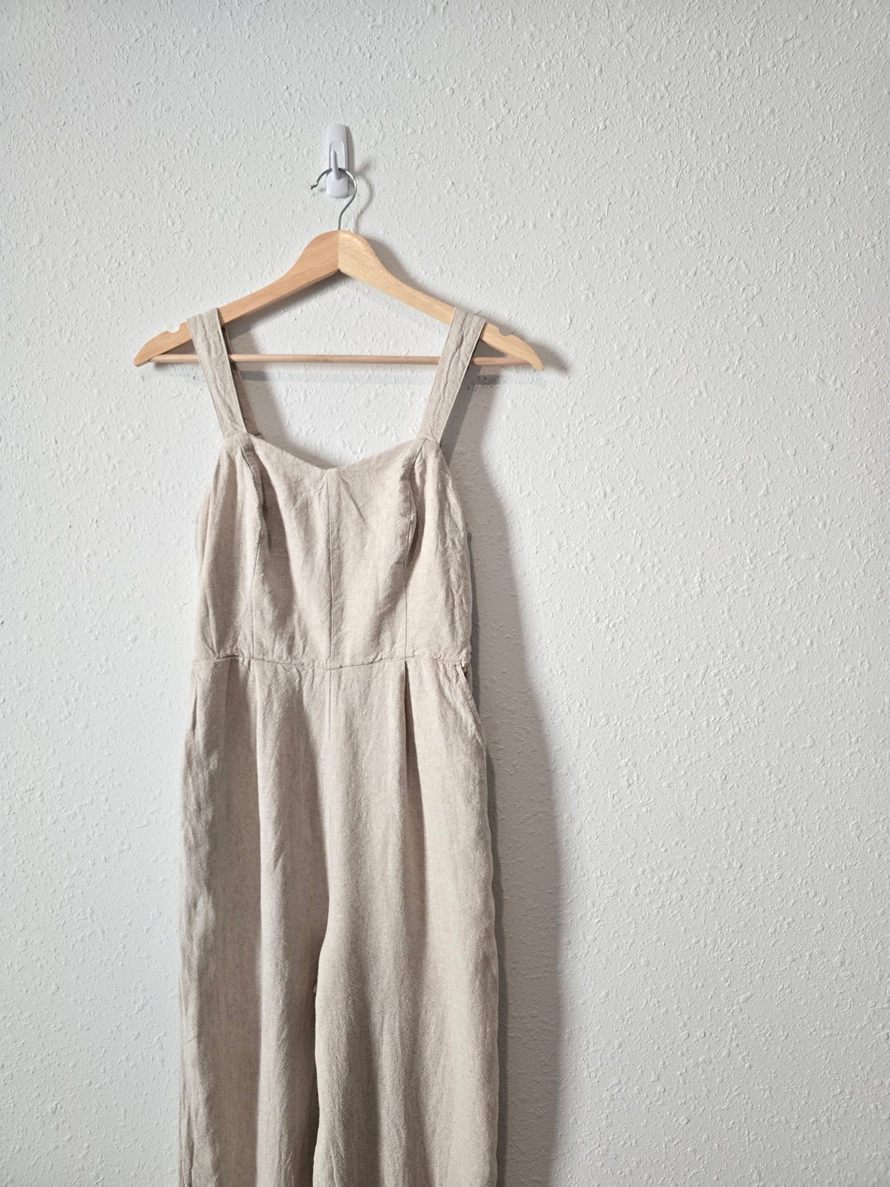 Neutral Linen Blend Jumpsuit (XS)