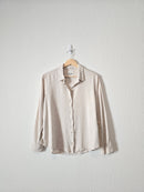 Abercrombie Oat Linen Blend Button Up (L)