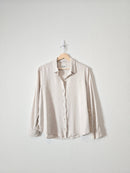 Abercrombie Oat Linen Blend Button Up (L)