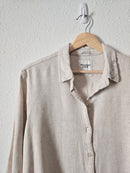 Abercrombie Oat Linen Blend Button Up (L)
