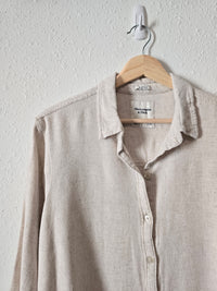 Abercrombie Oat Linen Blend Button Up (L)