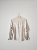 Abercrombie Oat Linen Blend Button Up (L)
