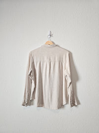 Abercrombie Oat Linen Blend Button Up (L)
