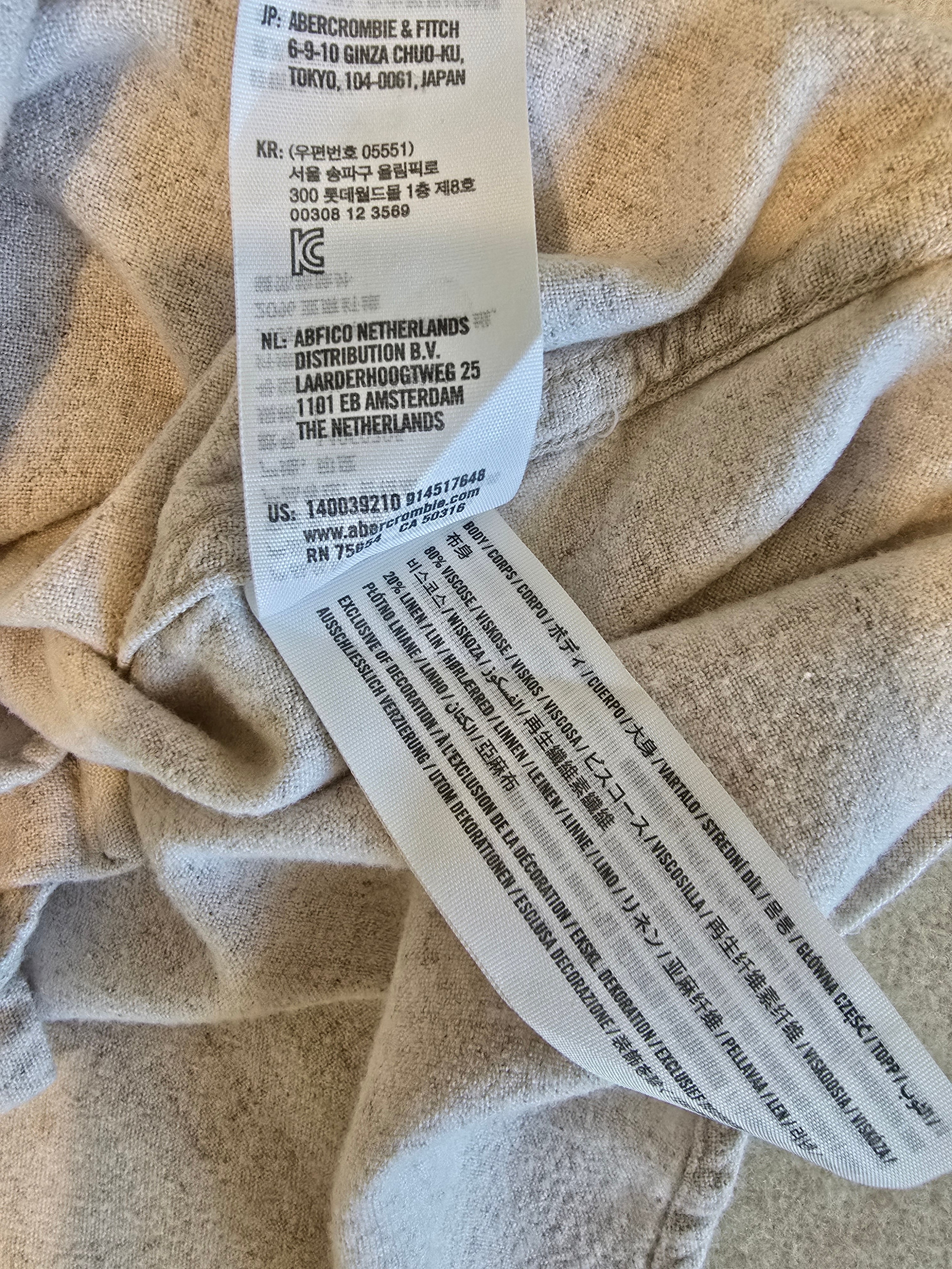 Abercrombie Oat Linen Blend Button Up (L)