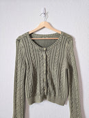 Green Cable Knit Cardigan (M)