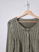 Green Cable Knit Cardigan (M)