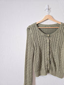 Green Cable Knit Cardigan (M)