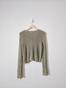 Green Cable Knit Cardigan (M)