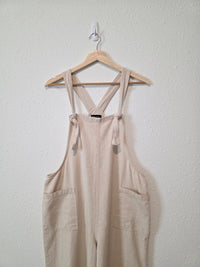Miou Muse Linen Cotton Wide Leg Overalls (L)