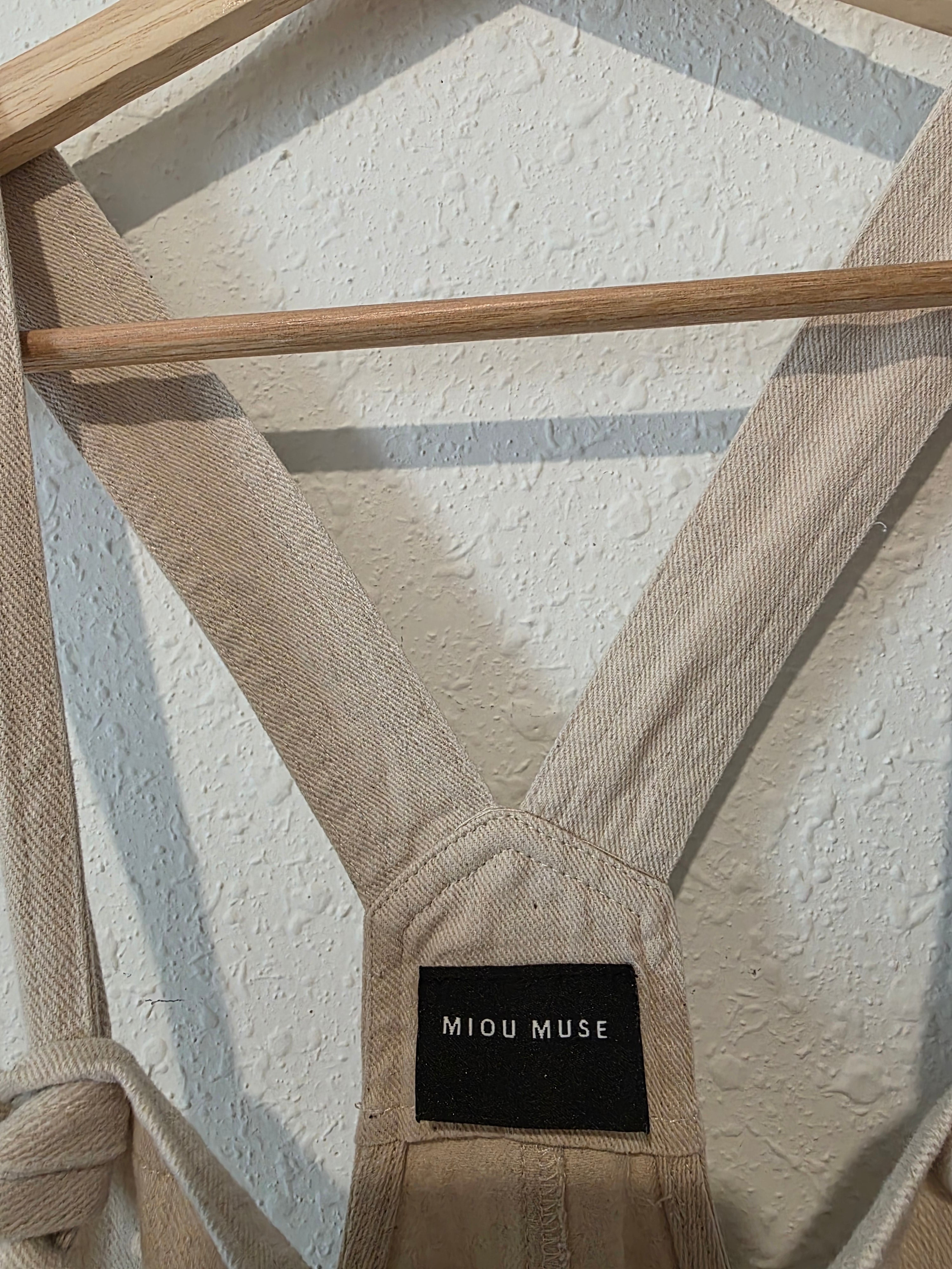 Miou Muse Linen Cotton Wide Leg Overalls (L)