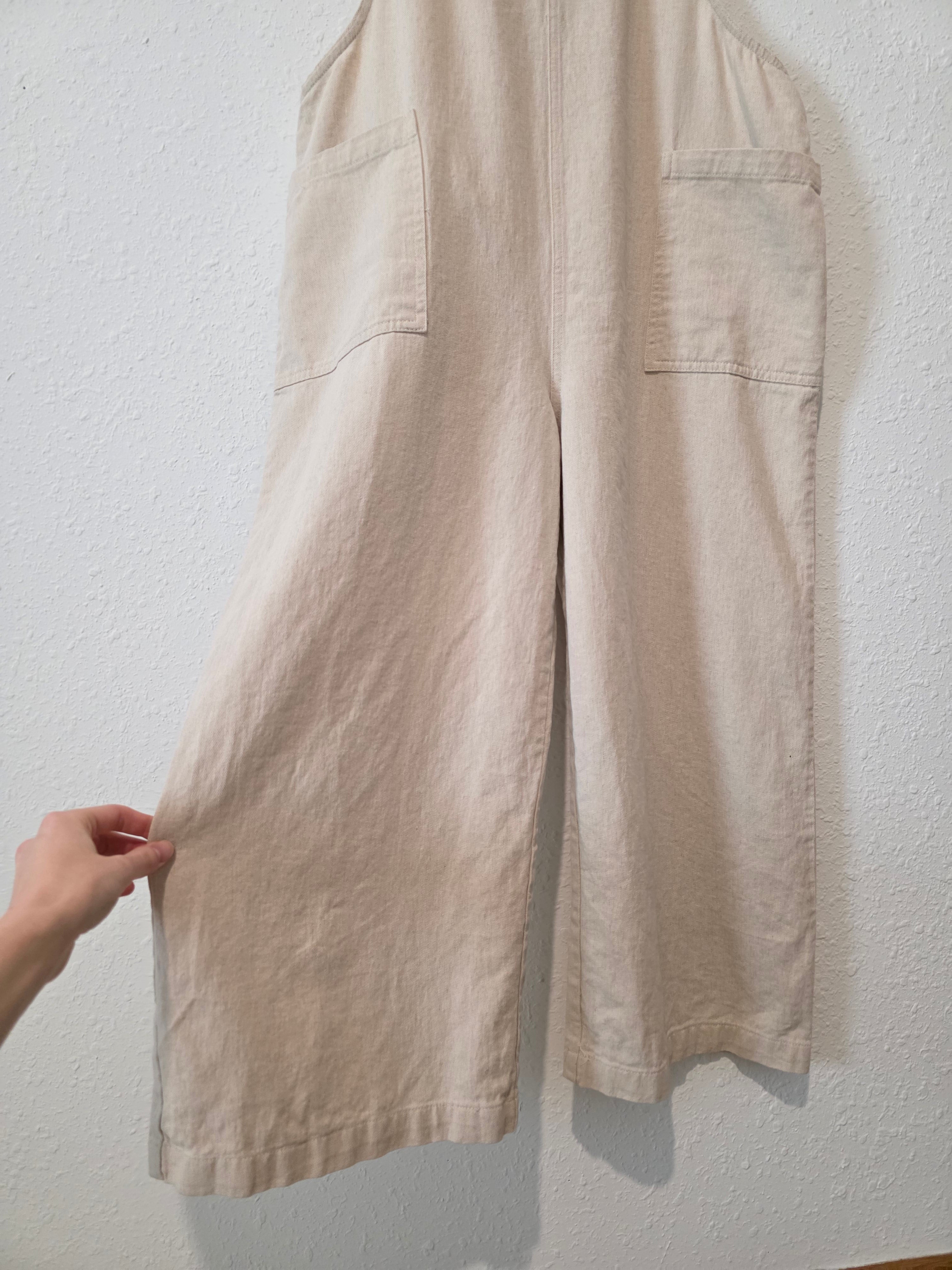 Miou Muse Linen Cotton Wide Leg Overalls (L)