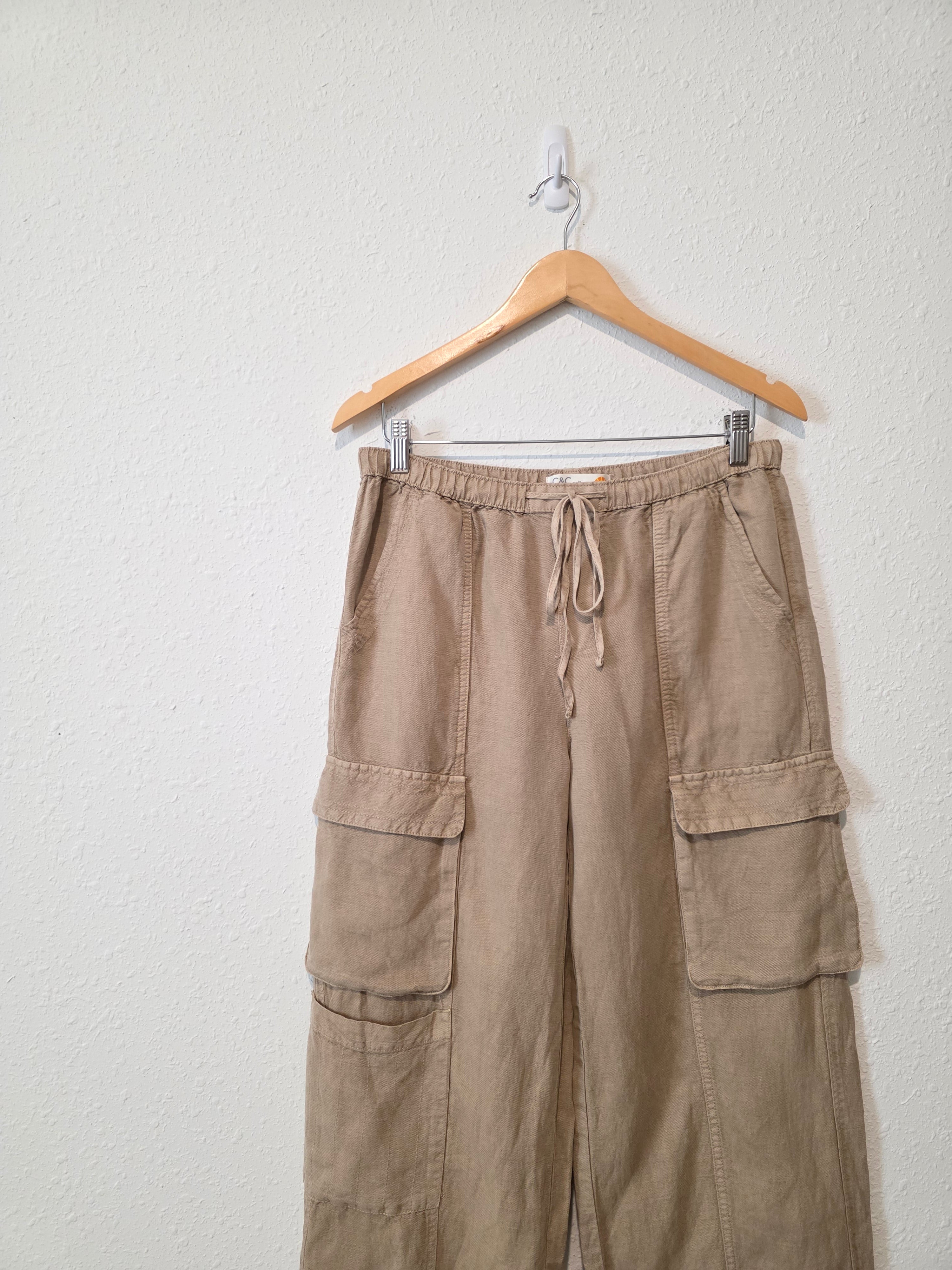 Wide Leg Linen Cargo Pants (S)
