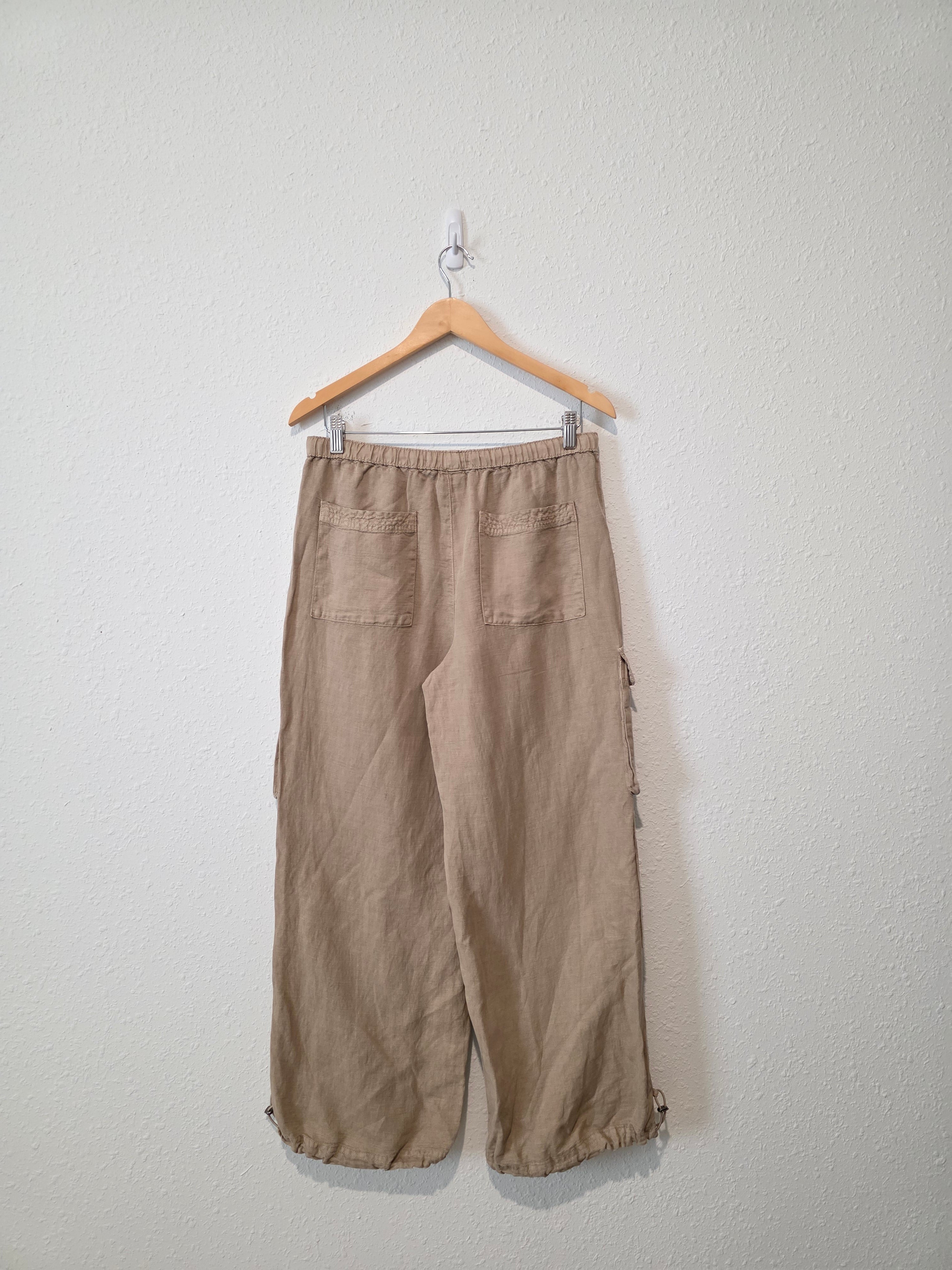 Wide Leg Linen Cargo Pants (S)