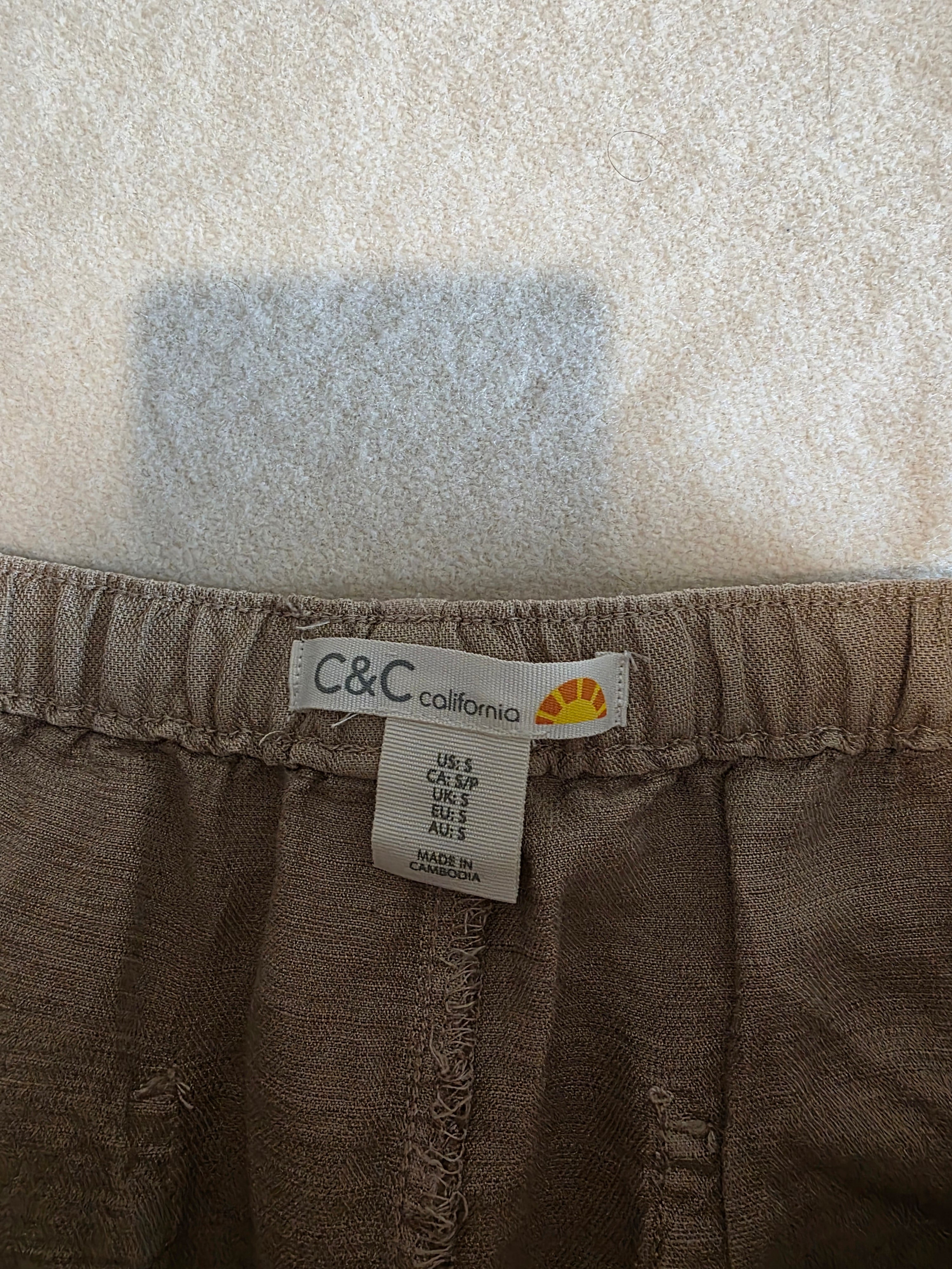 Wide Leg Linen Cargo Pants (S)