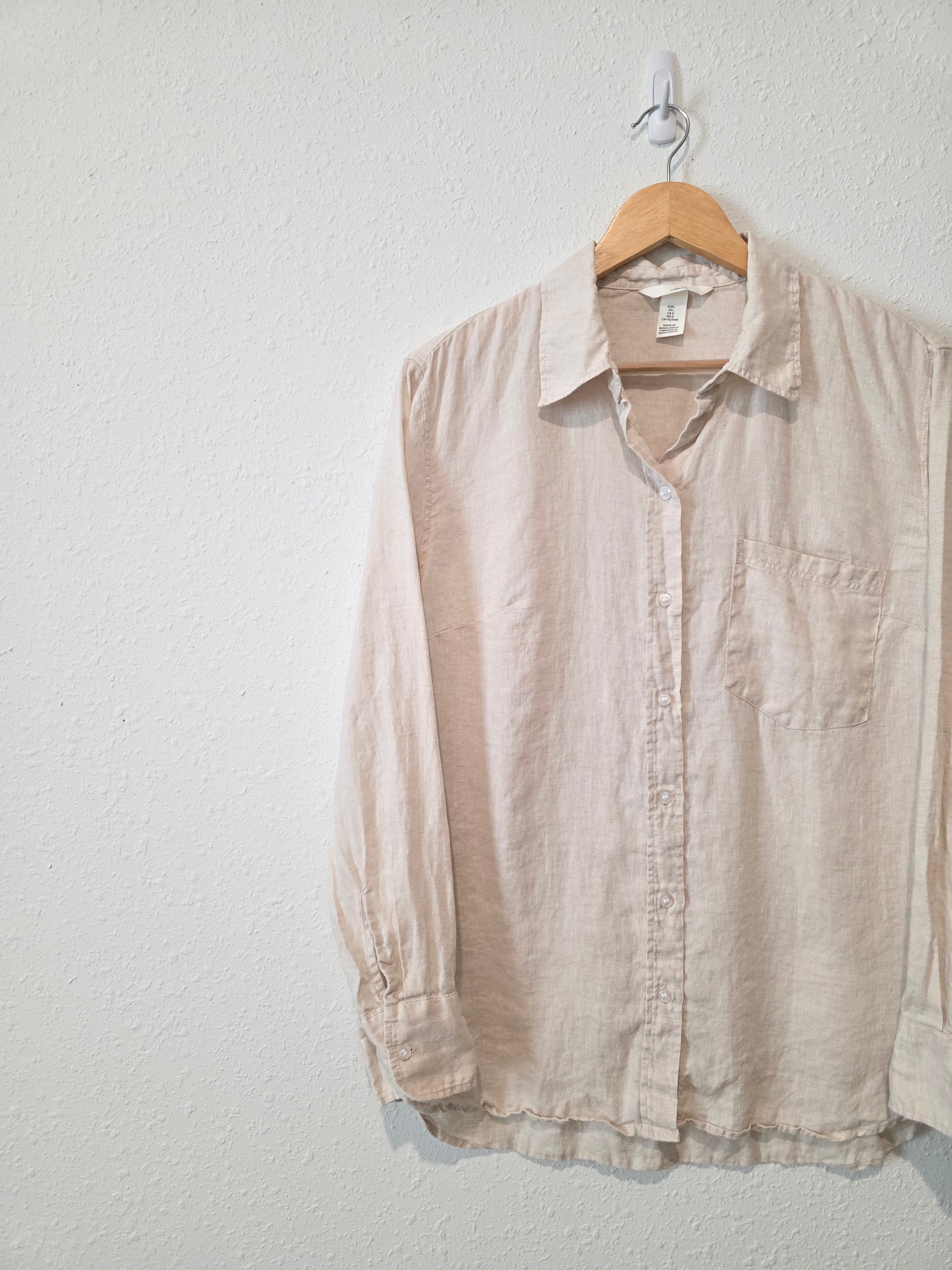 Oat Linen Button Up (L)
