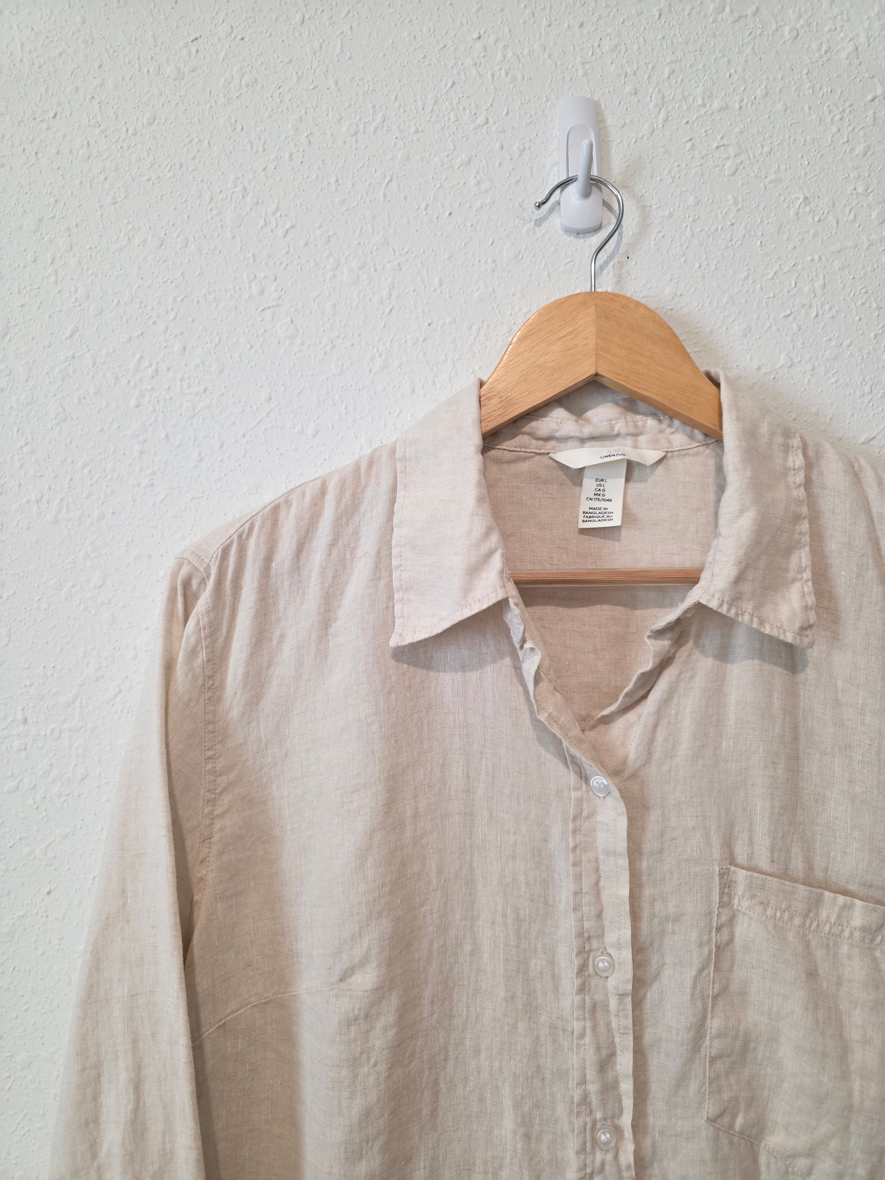 Oat Linen Button Up (L)