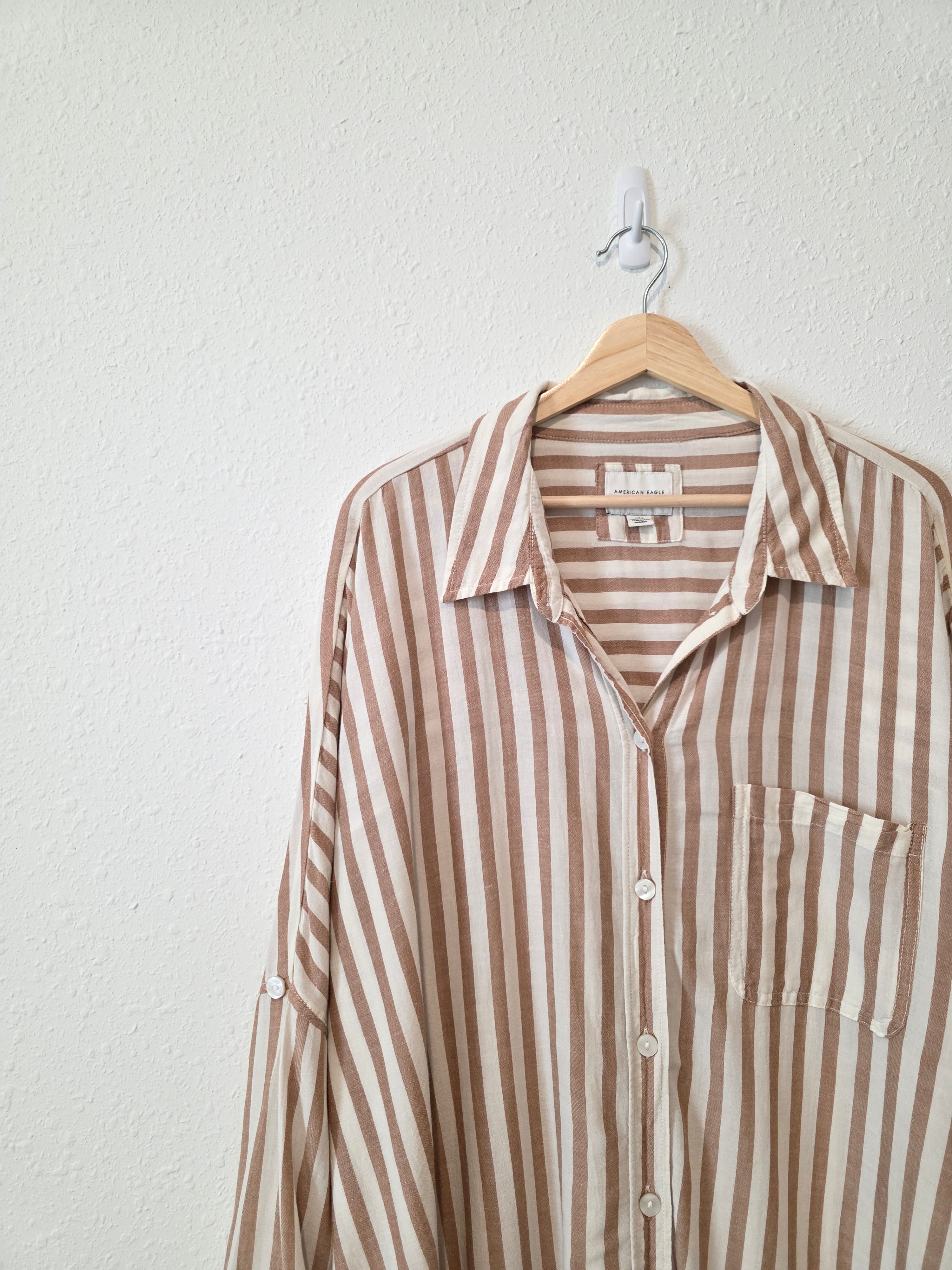 Oversized Striped Button Up (L)