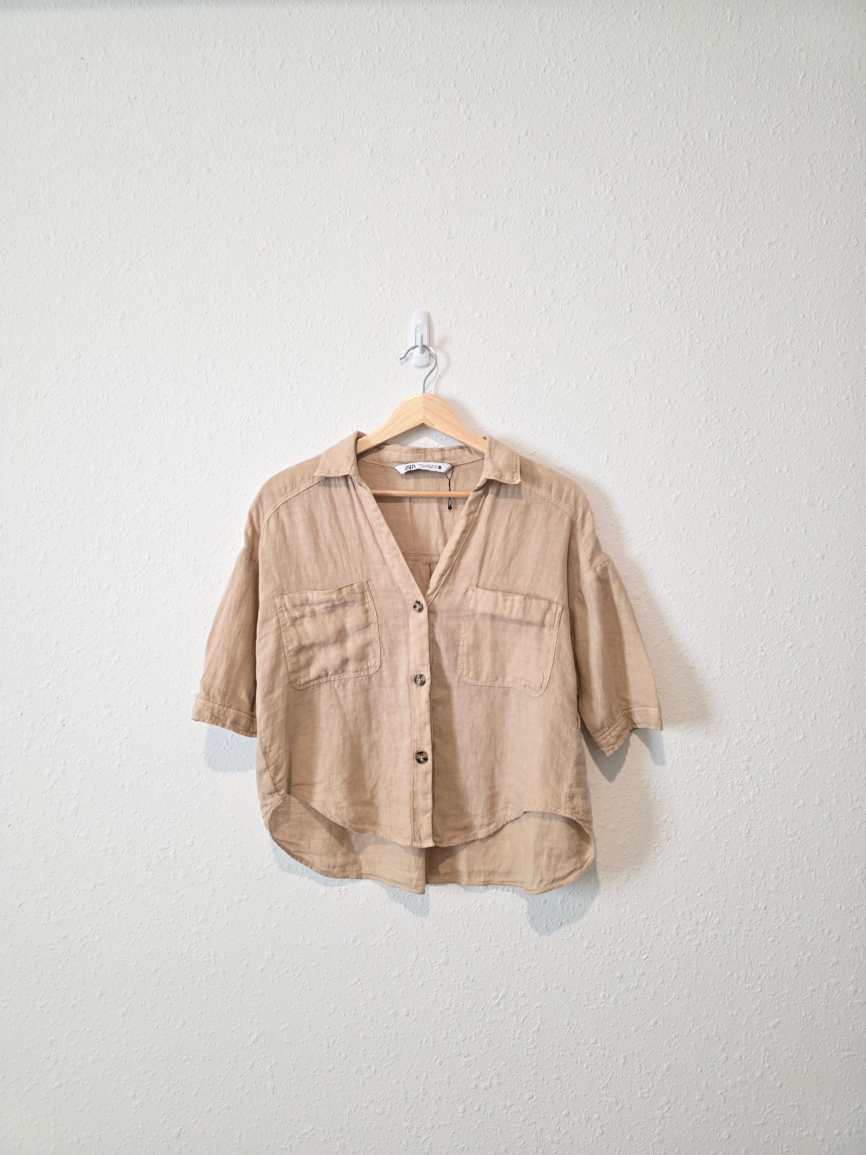 Zara Relaxed Linen Button Up (XS)