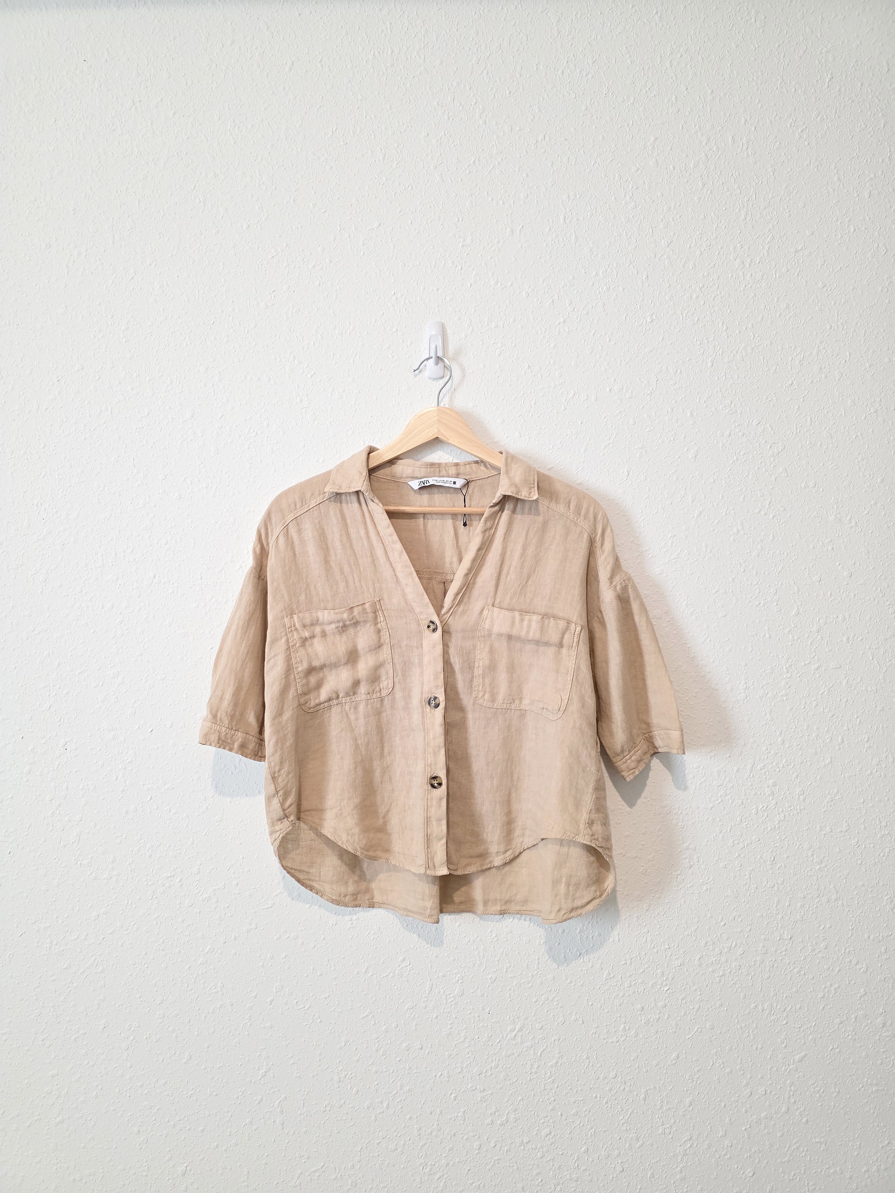 Zara Relaxed Linen Button Up (XS)