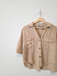 Zara Relaxed Linen Button Up (XS)