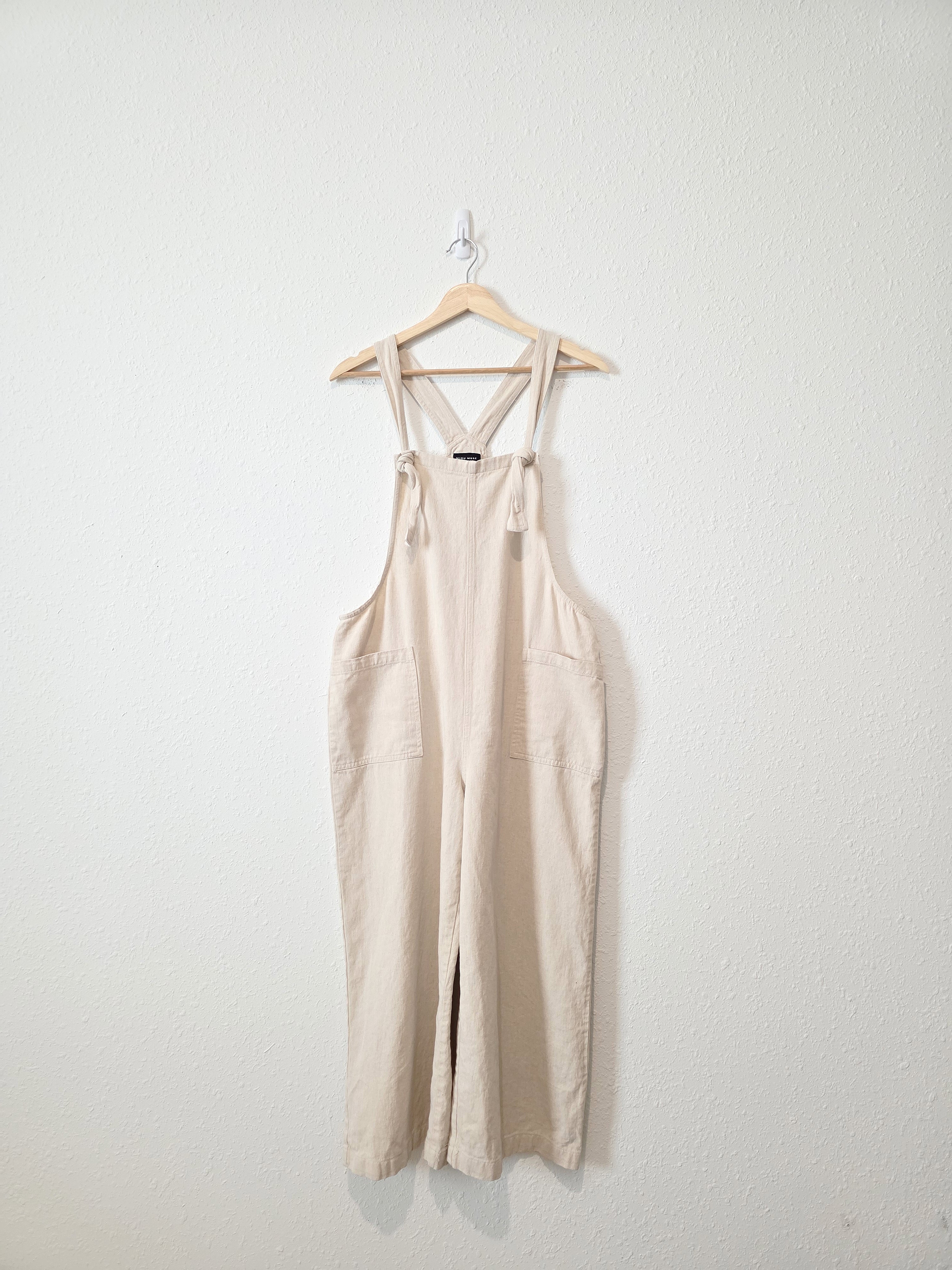 Miou Muse Linen Cotton Wide Leg Overalls (L)