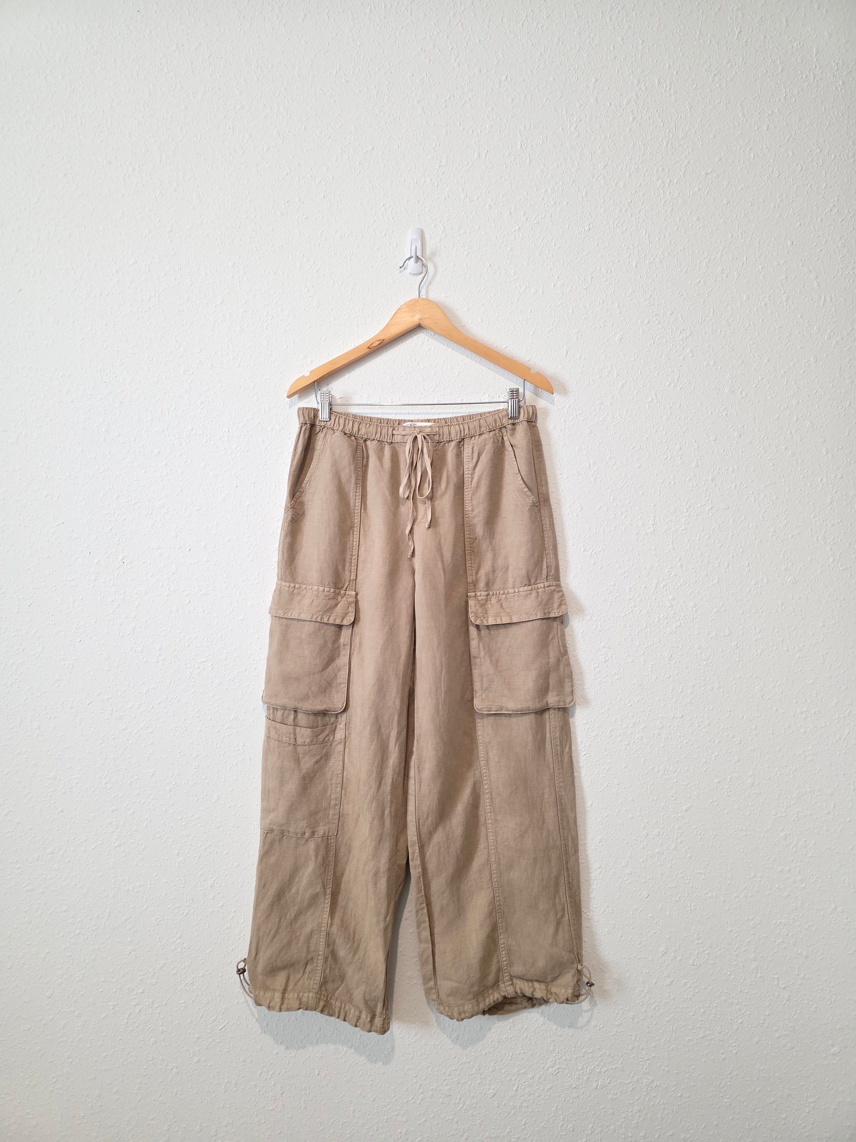 Wide Leg Linen Cargo Pants (S)
