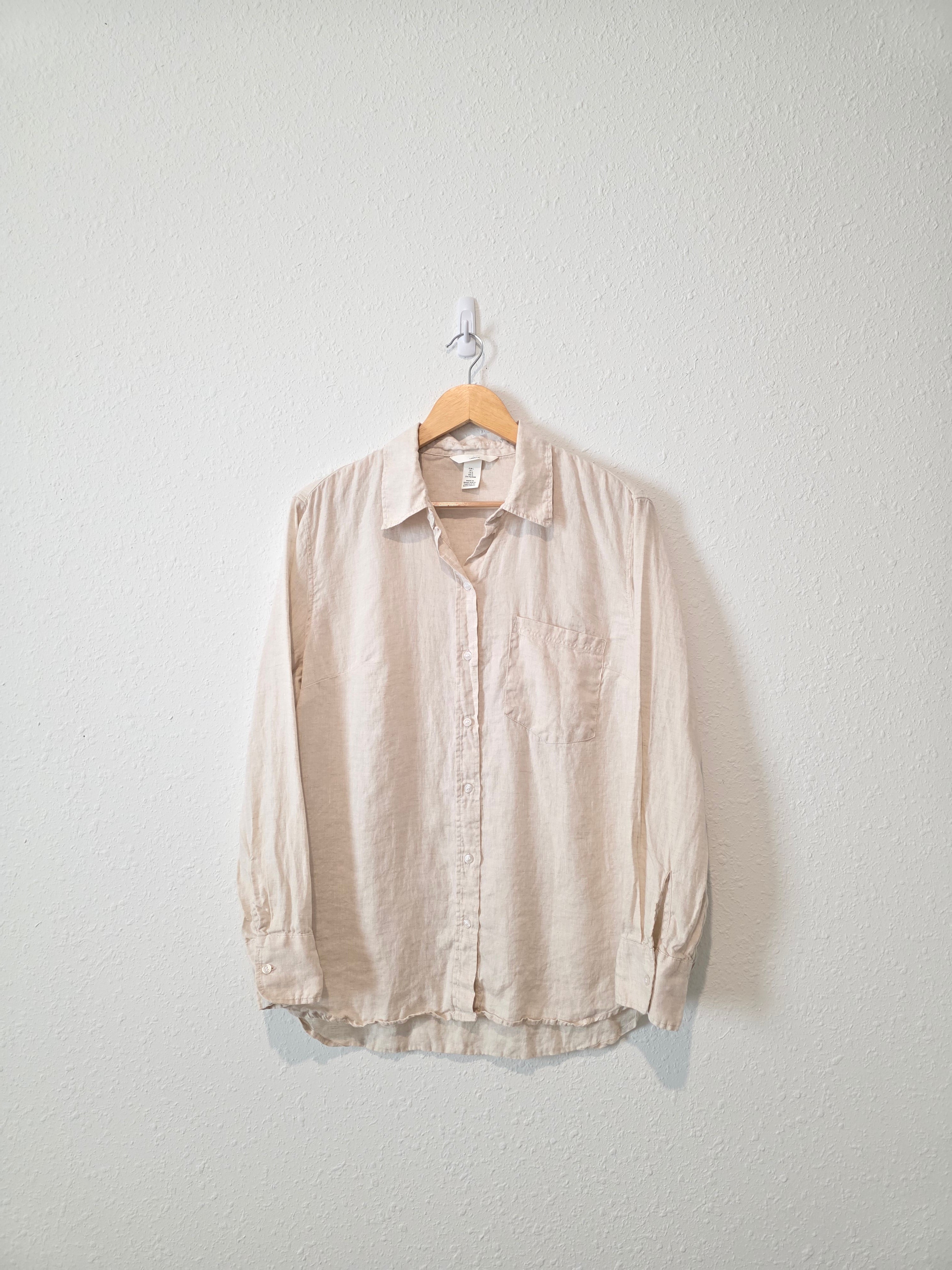 Oat Linen Button Up (L)