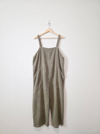 Linen Blend Wide Leg Overalls (L)