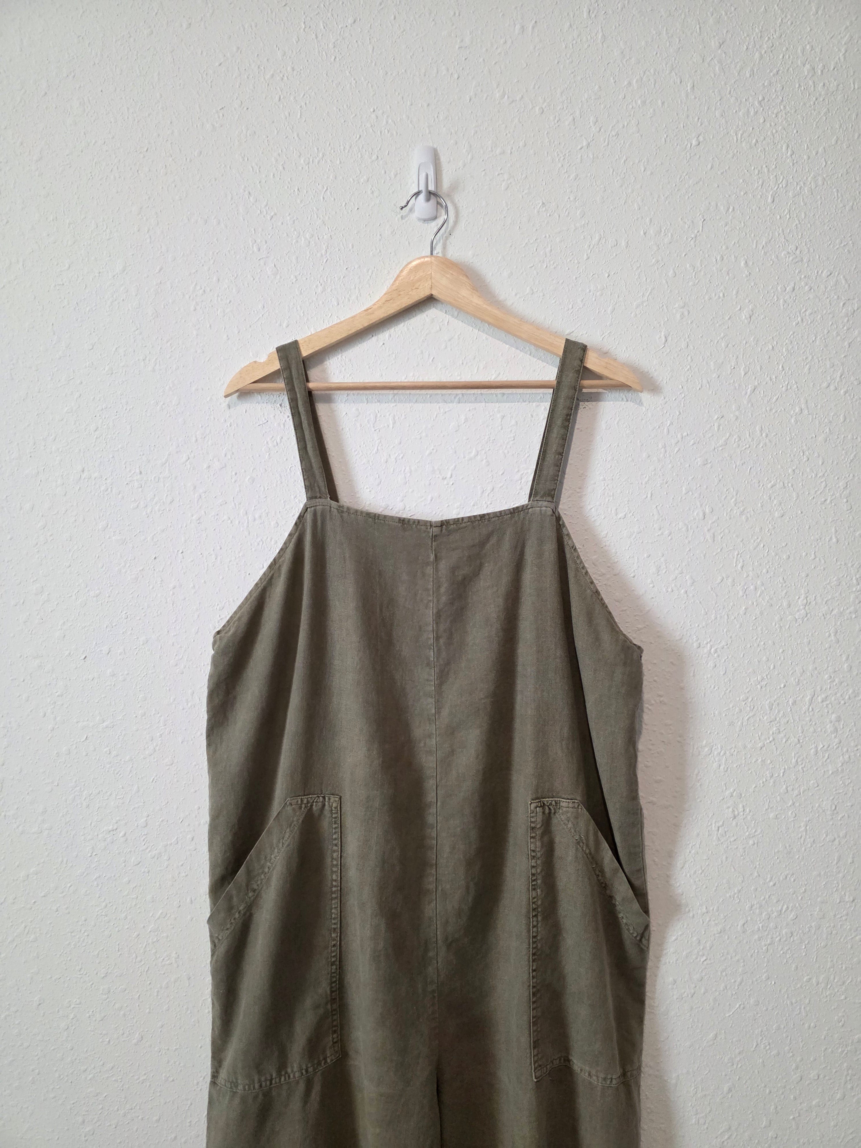 Linen Blend Wide Leg Overalls (L)