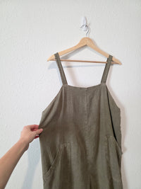 Linen Blend Wide Leg Overalls (L)