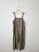 Linen Blend Wide Leg Overalls (L)